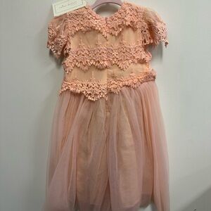 Peach Lace Kids Formal Dress